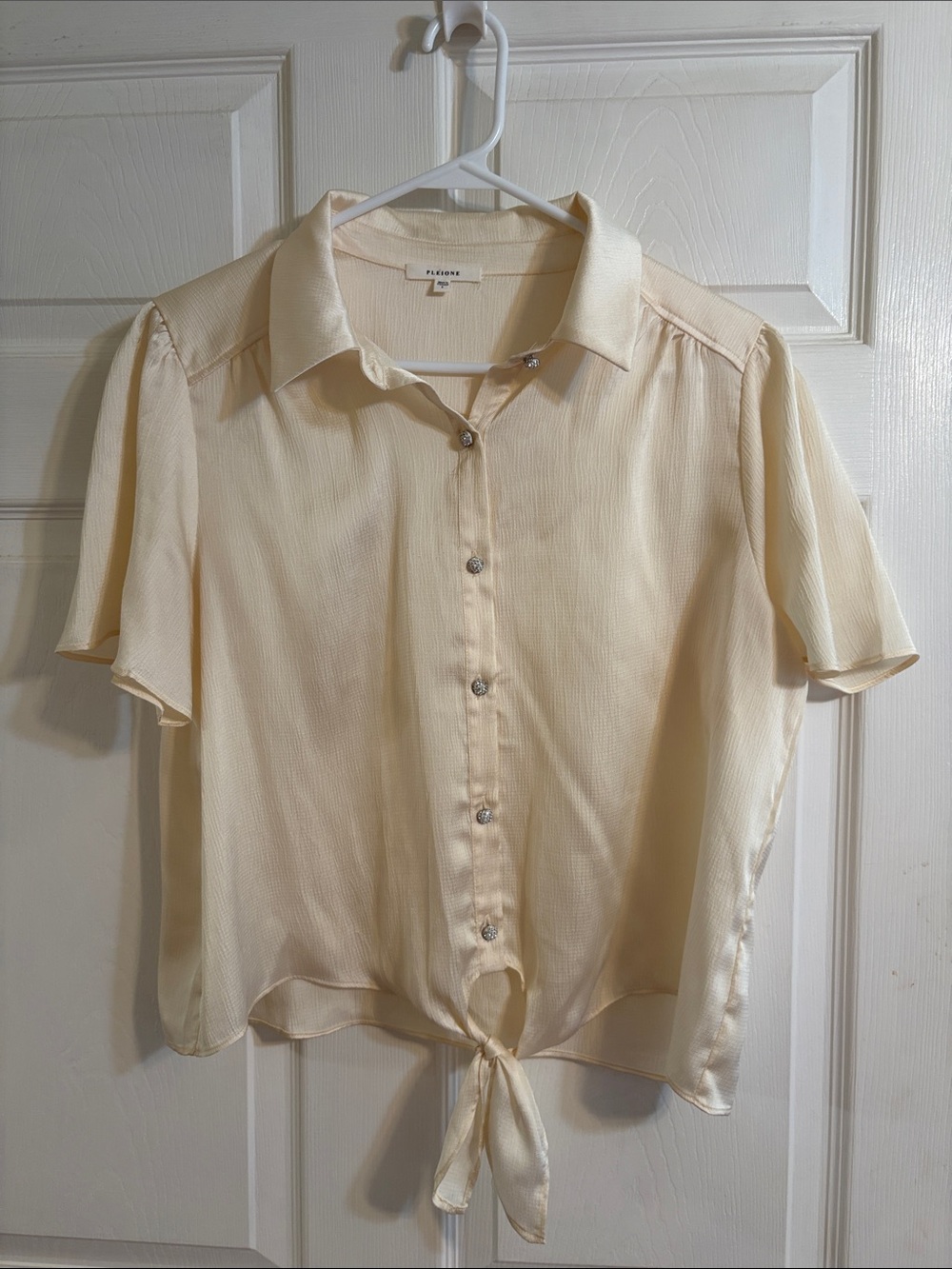 Pleione tie waist blouse in cream color